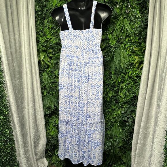 LANE BRYANT Dress Women 18 Blue Pink A Line Sleeveless Square Neck Maxi 2801 - Picture 8 of 9